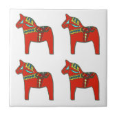 Colorful Swedish Dala Horses Scandinavian Tegeltje (Voorkant)