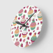 Colorful Sweet Cupcakes Patroonmonogram Naam Ronde Klok (Hoek)