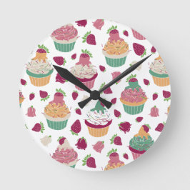 Colorful Sweet Cupcakes Patroonmonogram Naam Ronde Klok