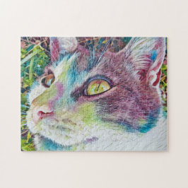 Colorful Sweet Face Cat Art Puzzle Legpuzzel
