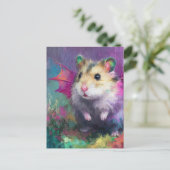 Colorful Sweet Hamster Dragon Watercolor Briefkaart (Staand voorkant)