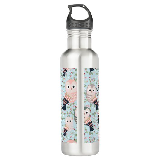 Colorful Sweet Owls Waterfles (Achterkant)