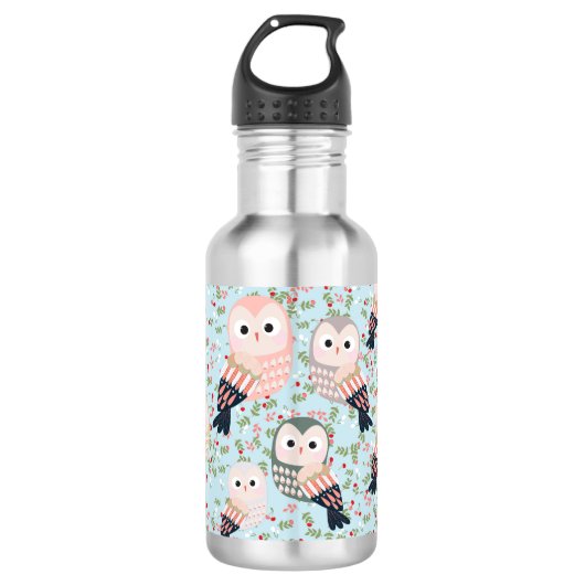 Colorful Sweet Owls Waterfles (Voorkant)