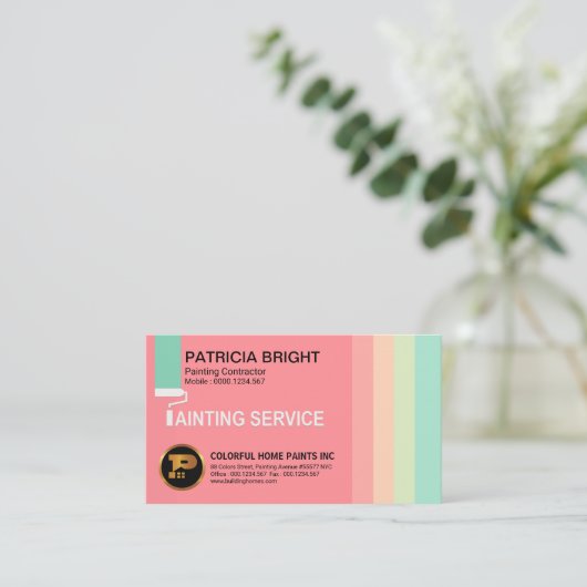 Colorful Sweet Pastels Painting Contractor Visitekaartje (Staand voorkant)