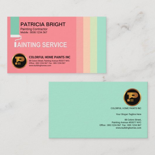 Colorful Sweet Pastels Painting Contractor Visitekaartje (Voorkant / Achterkant)