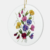 Colorful Sweet Peas Embroized Keramisch Ornament (Links)