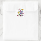 Colorful Sweet Peas Embroized Ronde Sticker (Tas)