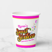 Colorful Sweet Sixteen met ballonnen en streamers Papieren Bekers (Voorkant)