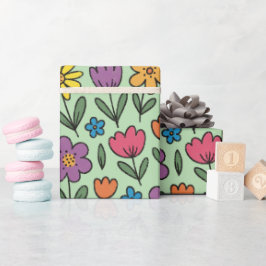 Colorful Sweet Spring Flowers Wrapping Paper Roll Cadeaupapier