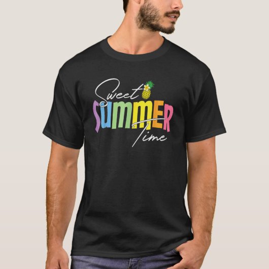 Colorful Sweet Summer Time Nice Graphic Pineapple T-shirt (Voorkant)
