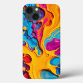 Colorful Swirl Abstract Ink iPhone Case (Achterkant)