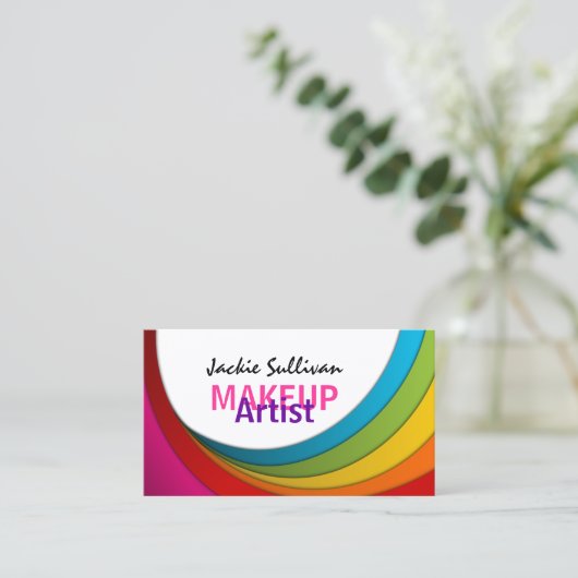 Colorful Swirl Makeup Artist Visitekaartje (Staand voorkant)