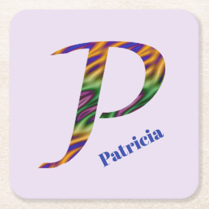 Colorful Swirled Colors Letter P Monogram Initiaal Kartonnen Onderzetters