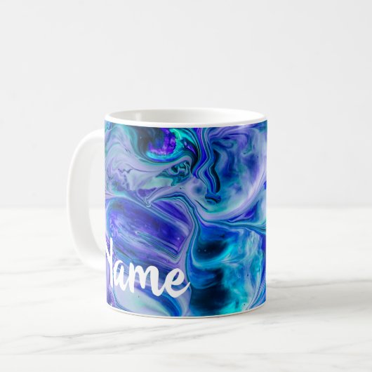 Colorful Swirling Blue Design Coffee Mok Cup (Voorkant links)
