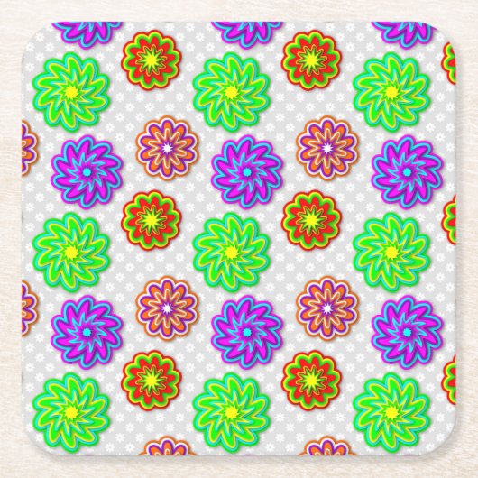 Colorful Swirling Flowers Onderzetter set (Voorkant)