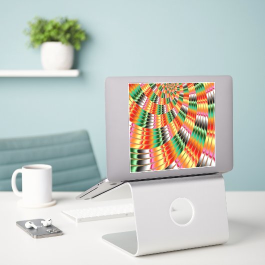 Colorful Swirling Fractal Art Design Sticker (Laptop op bureau)