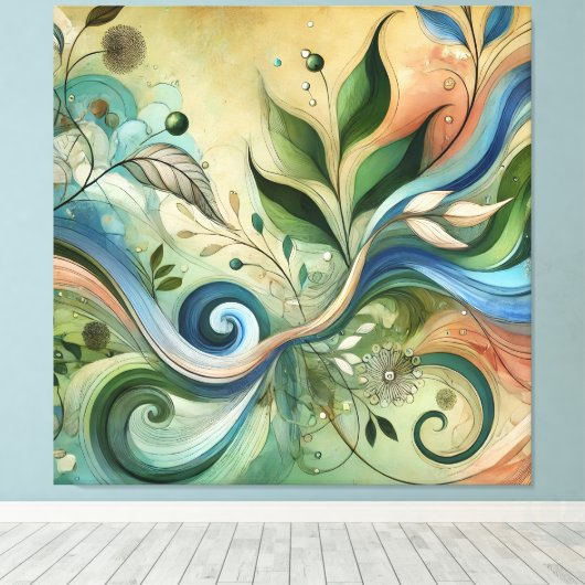 Colorful Swirling Nature Design Canvas Art (Insitu (Houten vloer))