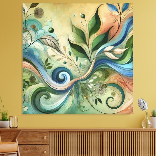 Colorful Swirling Nature Design Canvas Art (Insitu (Woonkamer))
