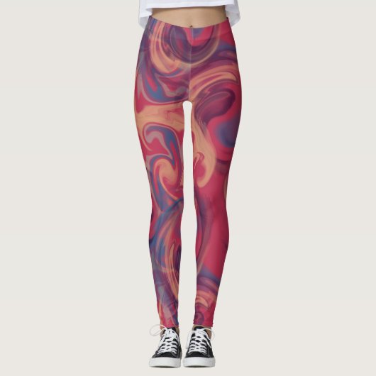 Colorful Swirling-Waterverf Leggings (Voorkant)