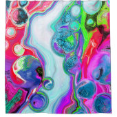 Colorful Swirls and Bubbles Marble Fluid Art Douchegordijn (Voorkant)
