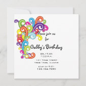 Colorful Swirls Birthday Party Kaart (Voorkant)