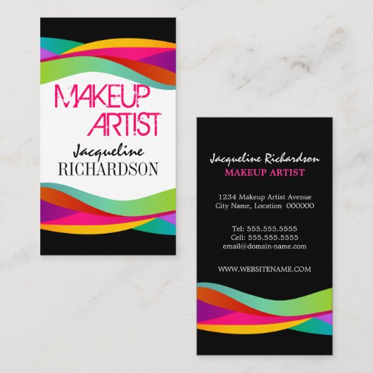 Colorful Swirls Makeup Artist Visitekaartje (Voorkant / Achterkant)