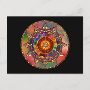Colorful Symbolic Sun Mandala Briefkaart