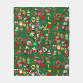 Colorful Symbols kerstelementen Winter Green Fleece Deken (Voorkant)