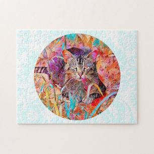 Colorful Tabby Cat Art Puzzle Legpuzzel