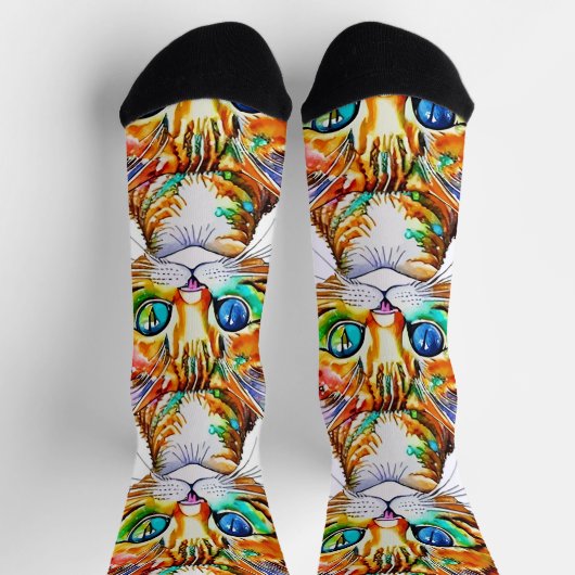 Colorful Tabby Kat Sokken (Top)