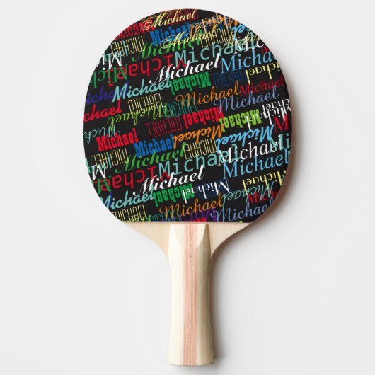 Colorful Table_Tennis player's name custom Tafeltennisbatje (Voorkant)