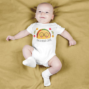 Colorful Taco Bout Cute Baby Girl Funny Text Pun Romper