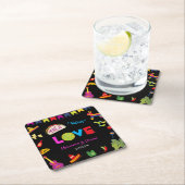 Colorful Taco Bout Love Mexican Fiesta Wedding Kartonnen Onderzetters (Insitu)