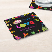 Colorful Taco Bout Love Mexican Fiesta Wedding Kartonnen Onderzetters (Schuin)