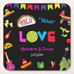 Colorful Taco Bout Love Mexican Fiesta Wedding Kartonnen Onderzetters