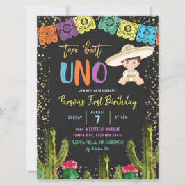 Colorful Taco Bout Uno Birthday Uitnodiging