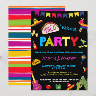 Colorful Taco Bouta Party Fiesta Birthday Party Kaart