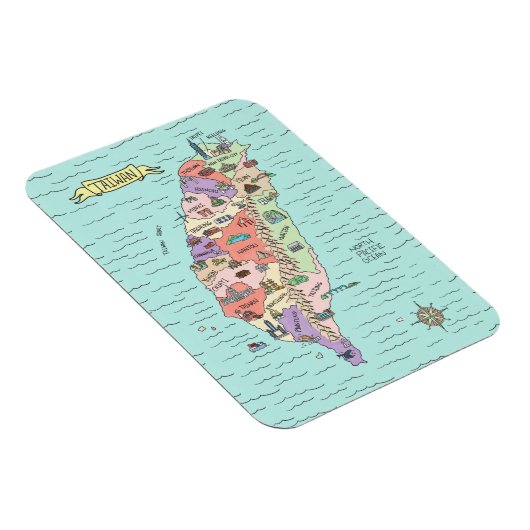Colorful Taiwan Map Magnet Magneet (Rechterzijde)