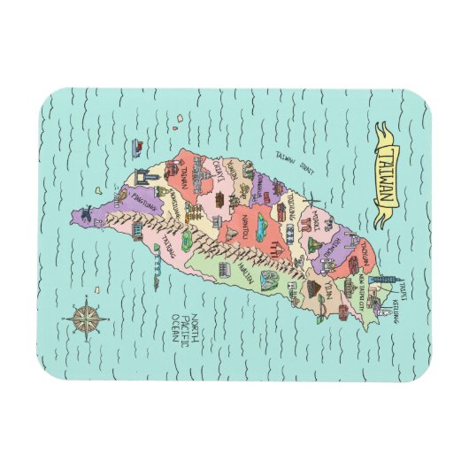 Colorful Taiwan Map Magnet Magneet (Horizontaal)