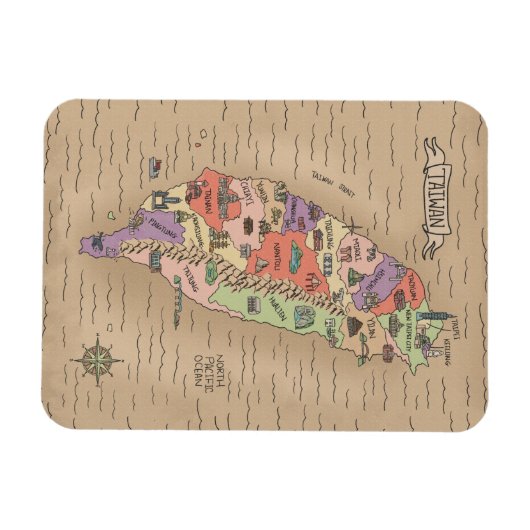 Colorful  Taiwan Map Magnet Magneet (Horizontaal)