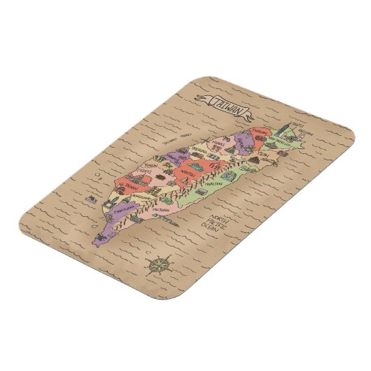 Colorful  Taiwan Map Magnet Magneet (Linkerzijde)