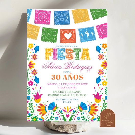 Colorful Talavera Mexican Fiesta Birthday Kaart
