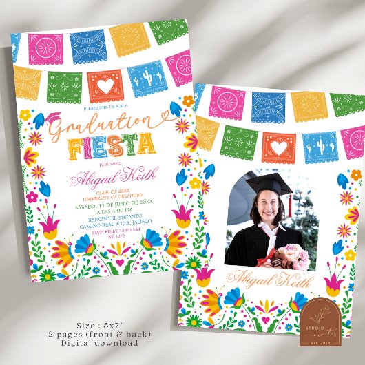 Colorful Talavera Mexican Graduation Fiesta Kaart
