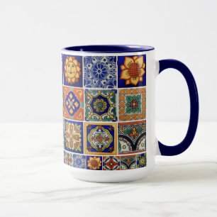 Colorful Talavera Tile op Porcelain Big Coffee Mok