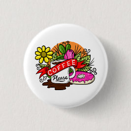 Colorful Tattoo Coffee en Donut Ronde Button 3,2 Cm