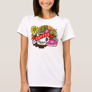 Colorful Tattoo Coffee en Donut T-shirt