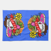 Colorful Tattoo Coffee en Donut Theedoek (Horizontaal)