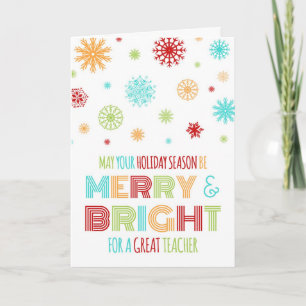 Colorful Teacher Merry & Bright kerstkaart Feestdagen Kaart