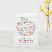 Colorful Teachers Apple Note Card Verticaal Kaart (Gele Bloem)