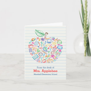 Colorful Teachers Apple Note Card Verticaal Kaart